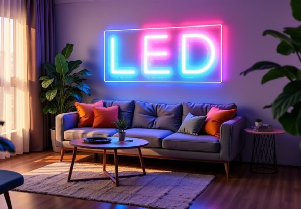 Guide créatif pour incorporer un néon LED dans la décoration de votre salon