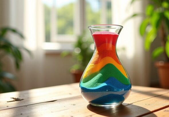 Astuces créatives pour sublimer un vase transparent avec du sable coloré